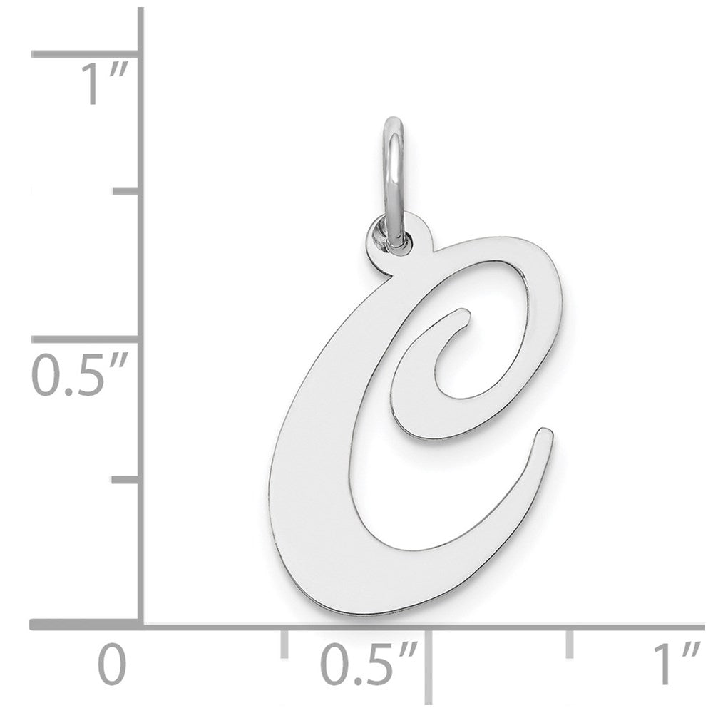 14K Weißgold 14K Weißgold Groß Fantasie Schreibschrift Buchstabe C Initiale Charm
