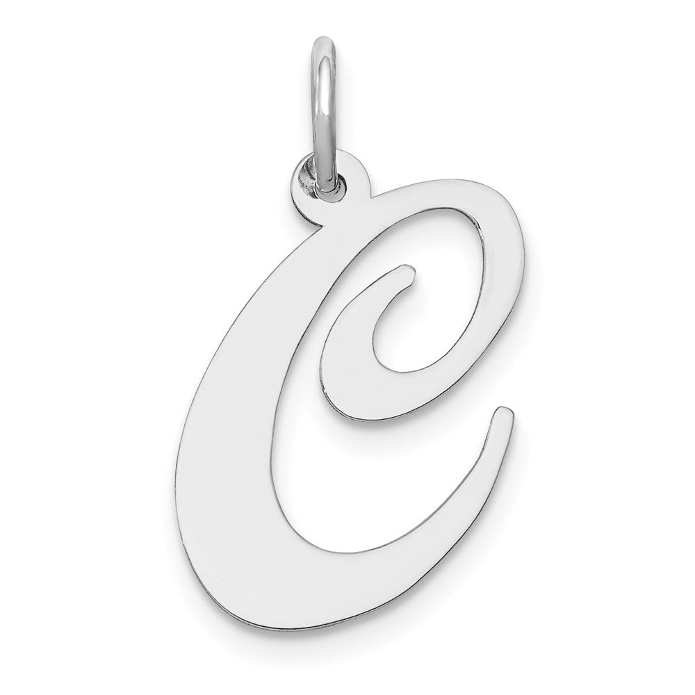 14K Weißgold 14K Weißgold Groß Fantasie Schreibschrift Buchstabe C Initiale Charm