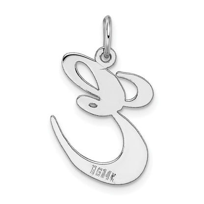 14K Weißgold 14K Weißgold Groß Fantasie Schreibschrift Buchstabe E Initiale Charm