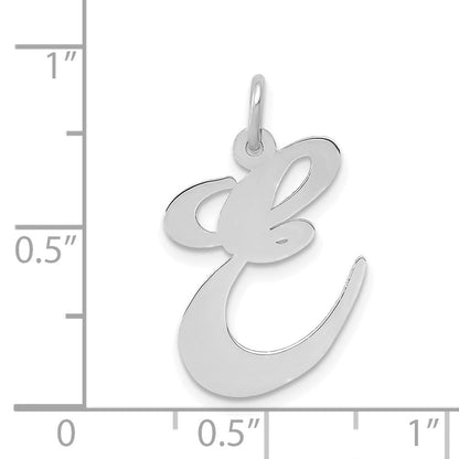 14K Weißgold 14K Weißgold Groß Fantasie Schreibschrift Buchstabe E Initiale Charm