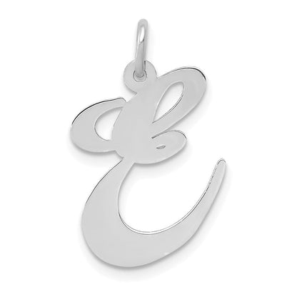 14K Weißgold 14K Weißgold Groß Fantasie Schreibschrift Buchstabe E Initiale Charm