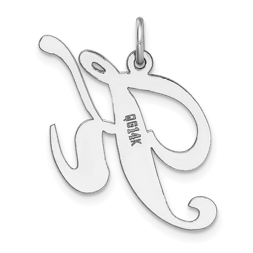 14K Weißgold 14K Weißgold Groß Fantasie Schreibschrift Buchstabe K Initiale Charm