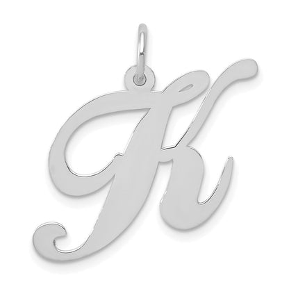 14K Weißgold 14K Weißgold Groß Fantasie Schreibschrift Buchstabe K Initiale Charm