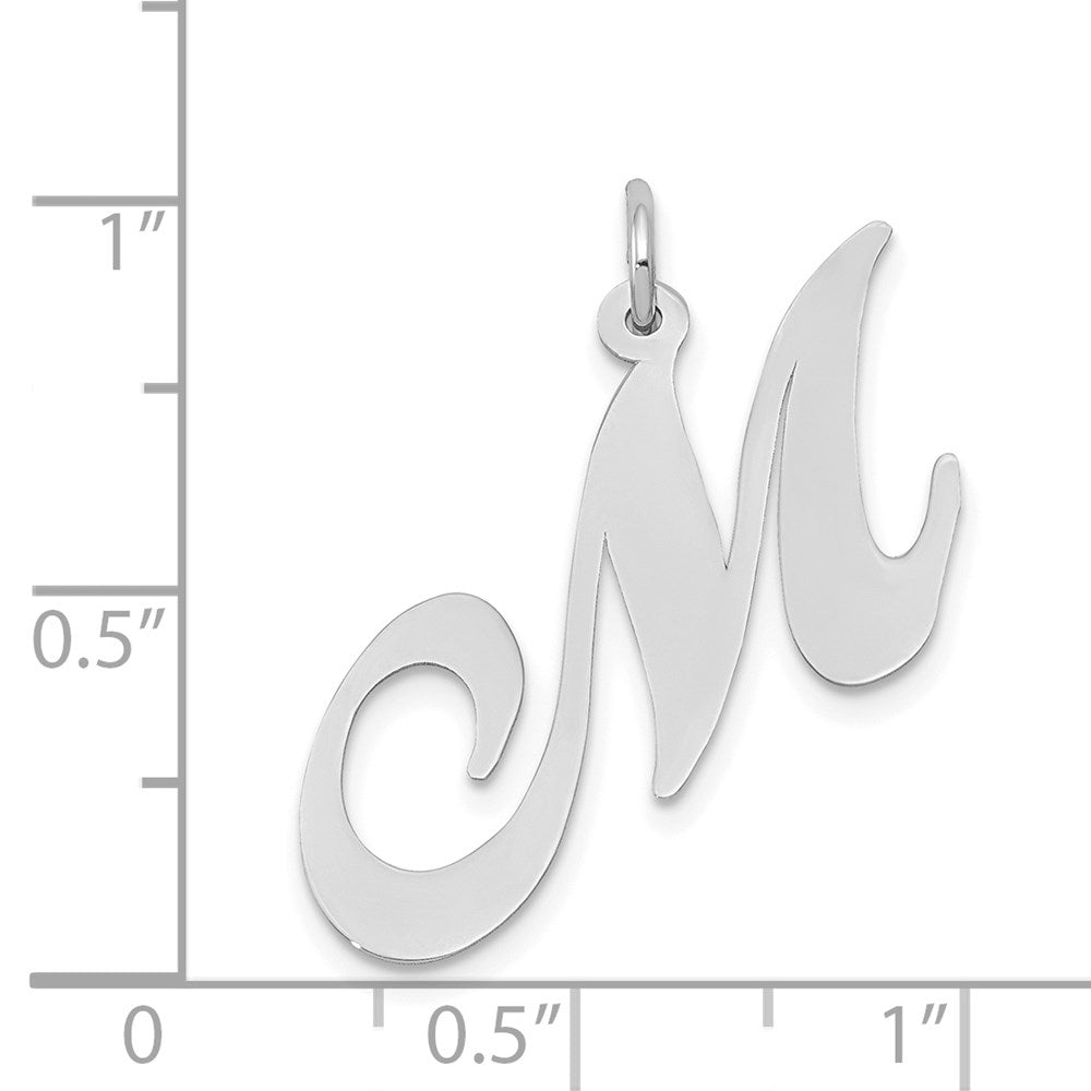 14K Weißgold 14K Weißgold Groß Fantasie Schreibschrift Buchstabe M Initiale Charm
