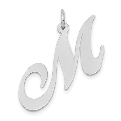 14K Weißgold 14K Weißgold Groß Fantasie Schreibschrift Buchstabe M Initiale Charm