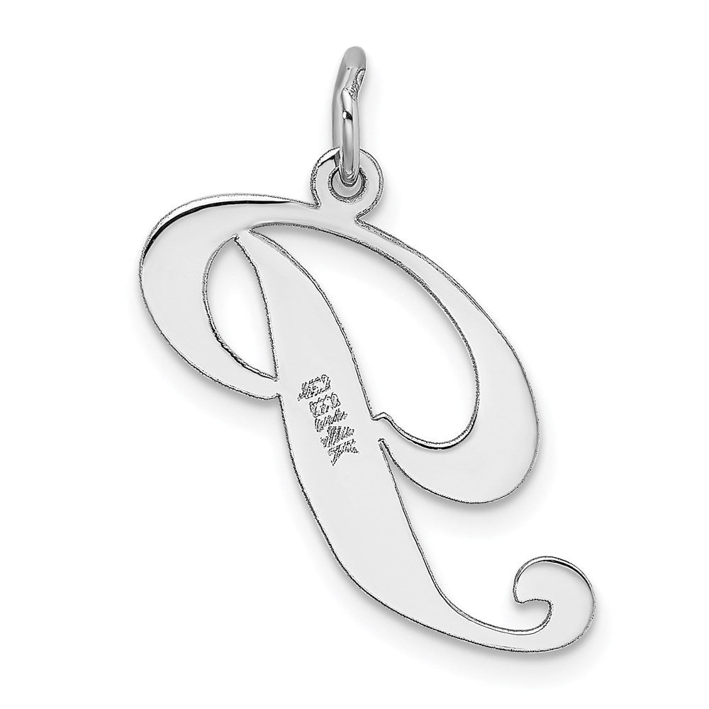 14K Weißgold 14K Weißgold Groß Fantasie Schreibschrift Buchstabe P Initiale Charm