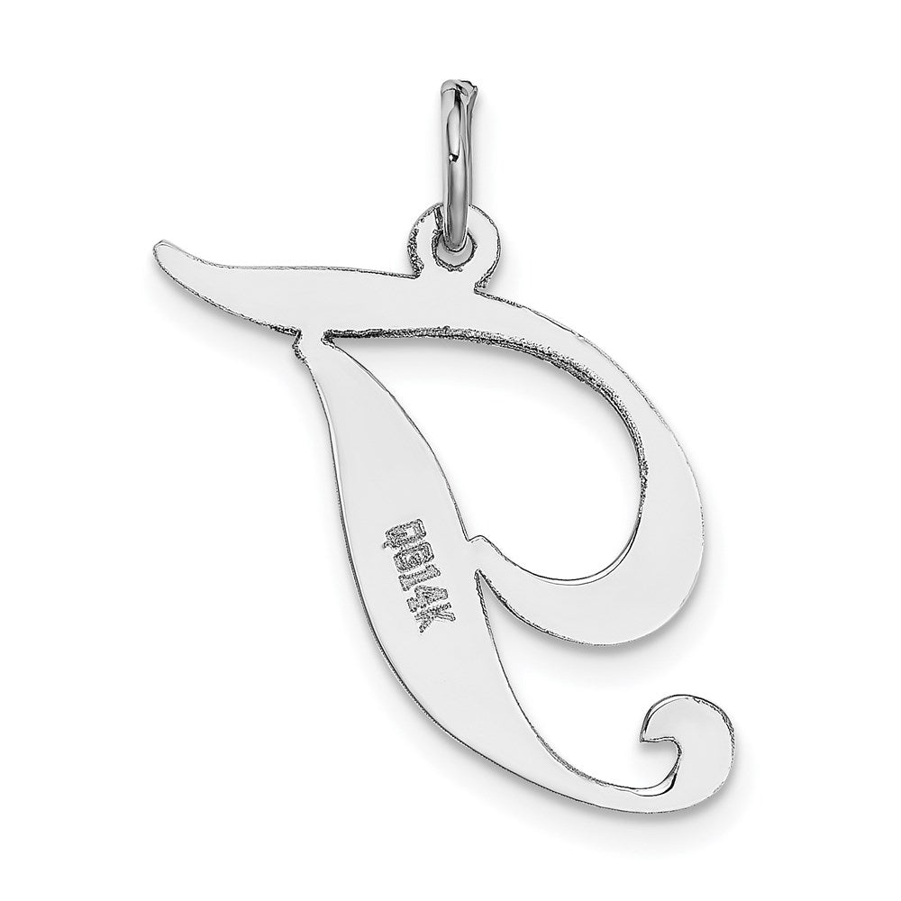 14K Weißgold 14K Weißgold Groß Fantasie Schreibschrift Buchstabe T Initiale Charm