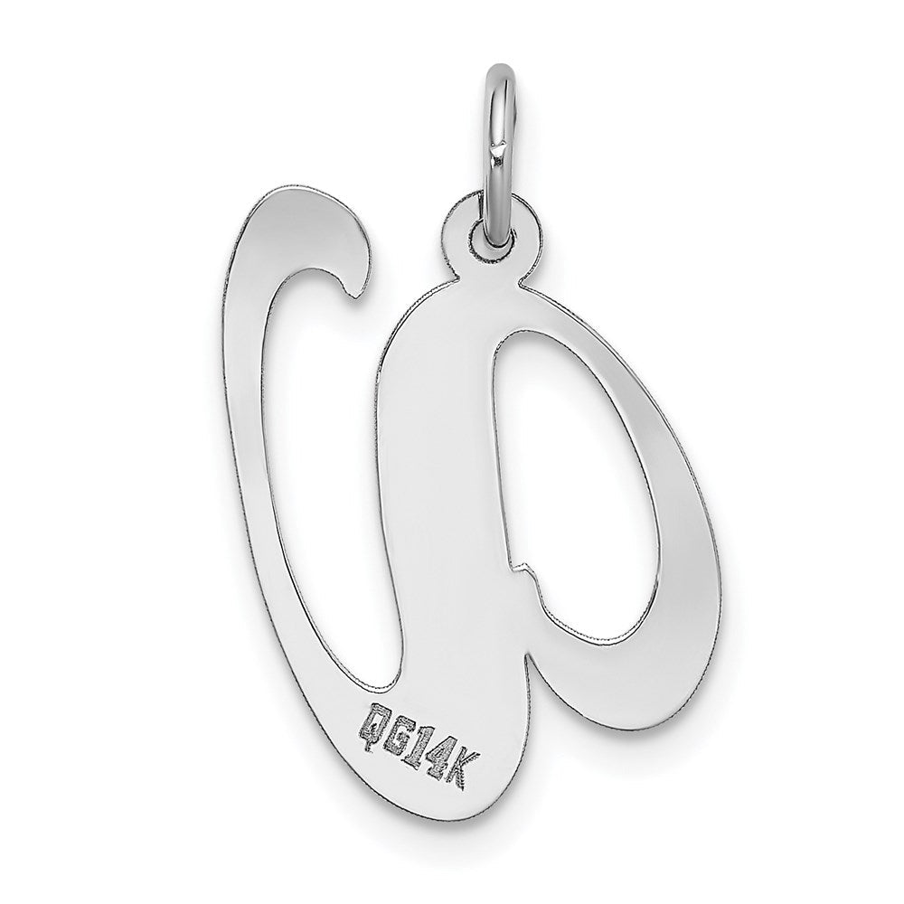 14K Weißgold 14K Weißgold Groß Fantasie Schreibschrift Buchstabe V Initiale Charm