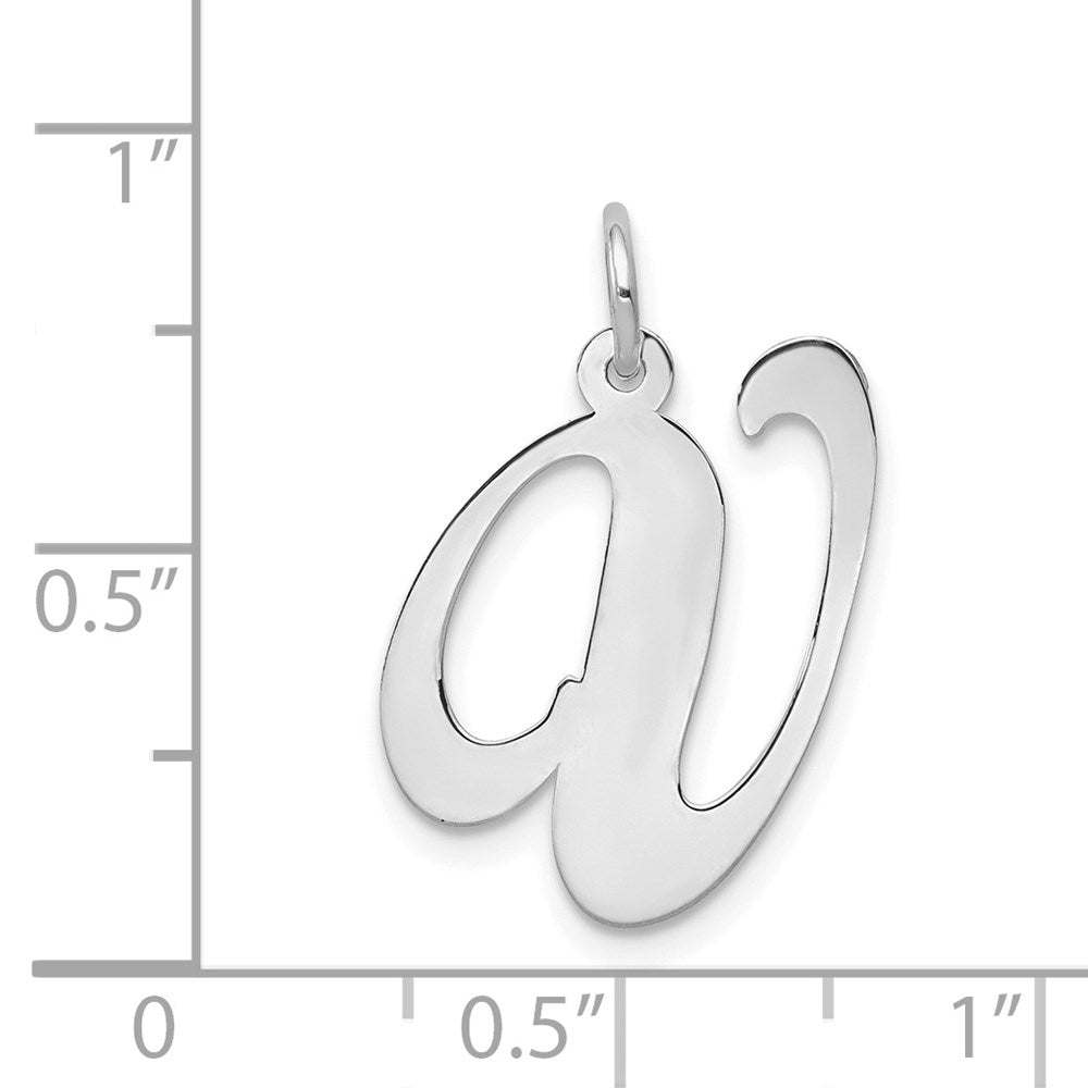 14K Weißgold 14K Weißgold Groß Fantasie Schreibschrift Buchstabe V Initiale Charm