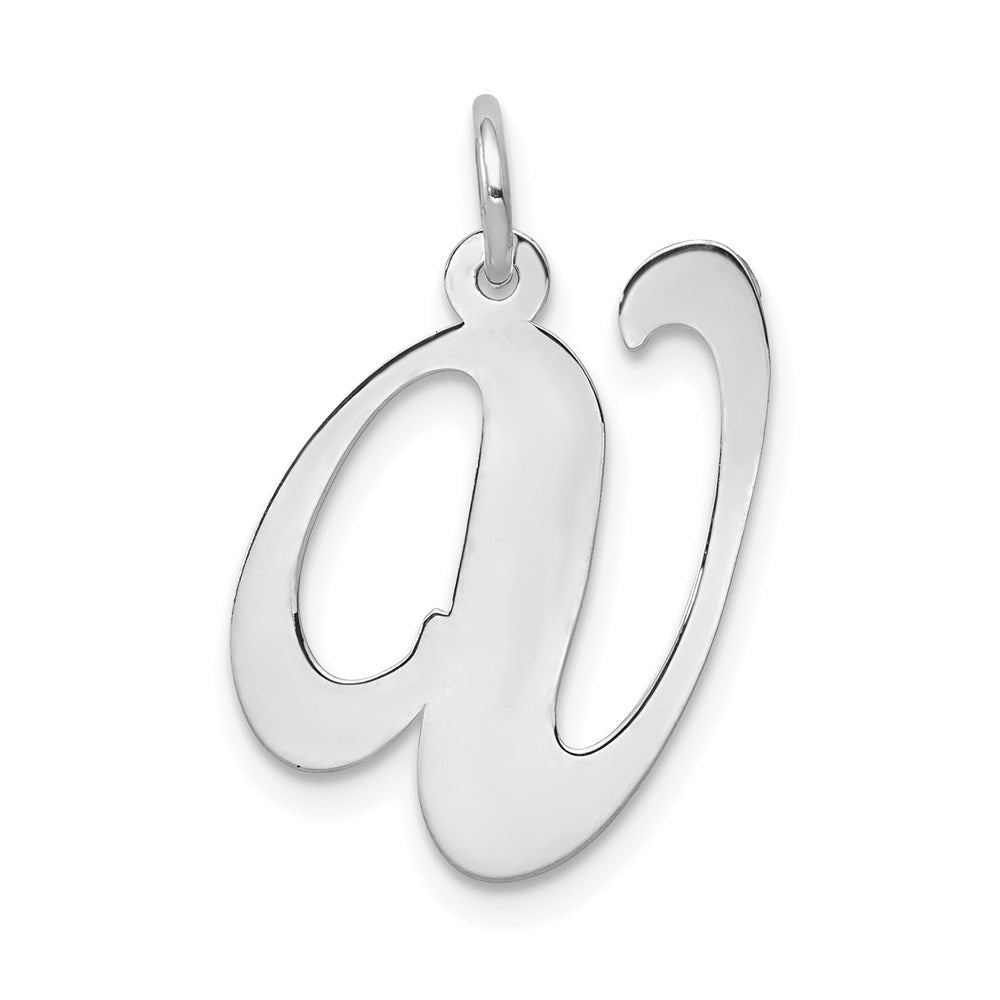 14K Weißgold 14K Weißgold Groß Fantasie Schreibschrift Buchstabe V Initiale Charm