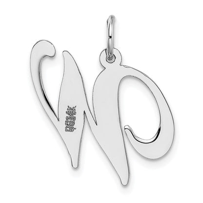 14K Weißgold 14K Weißgold Groß Fantasie Schreibschrift Buchstabe W Initiale Charm