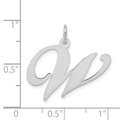 14K Weißgold 14K Weißgold Groß Fantasie Schreibschrift Buchstabe W Initiale Charm