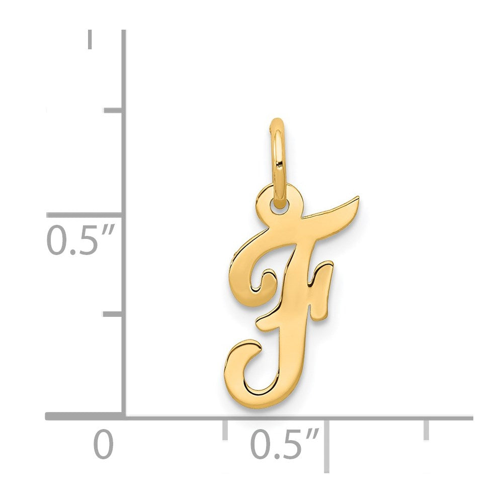 14K Gelbgold 14K Klein Schreibschrift Buchstabe F Initiale Charm