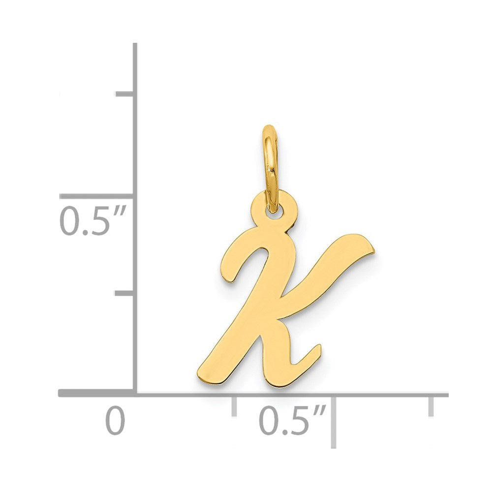 14K Gelbgold 14K Klein Schreibschrift Buchstabe K Initiale Charm