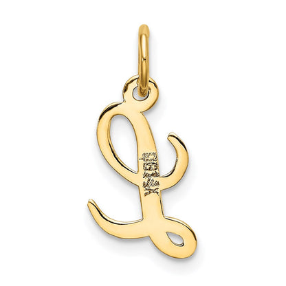 14K Gelbgold 14K Klein Schreibschrift Buchstabe L Initiale Charm