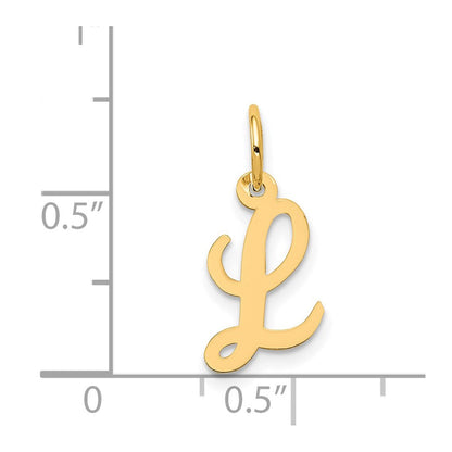 14K Gelbgold 14K Klein Schreibschrift Buchstabe L Initiale Charm