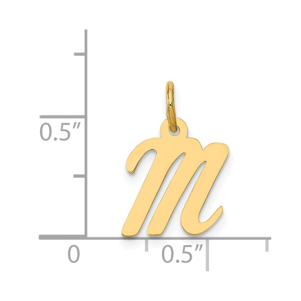 14K Gelbgold 14K Klein Schreibschrift Buchstabe M Initiale Charm