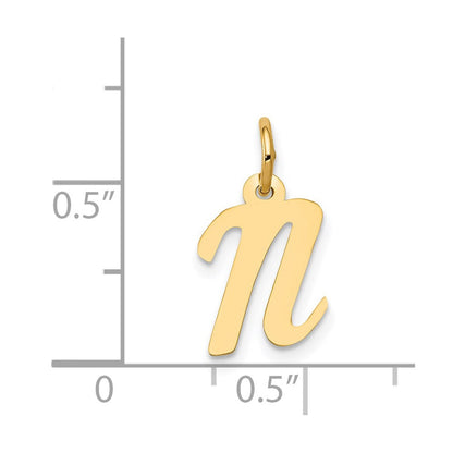 14K Gelbgold 14K Klein Schreibschrift Buchstabe N Initiale Charm