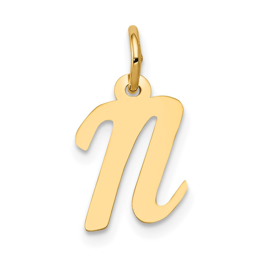 14K Gelbgold 14K Klein Schreibschrift Buchstabe N Initiale Charm
