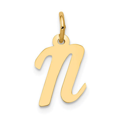 14K Gelbgold 14K Klein Schreibschrift Buchstabe N Initiale Charm