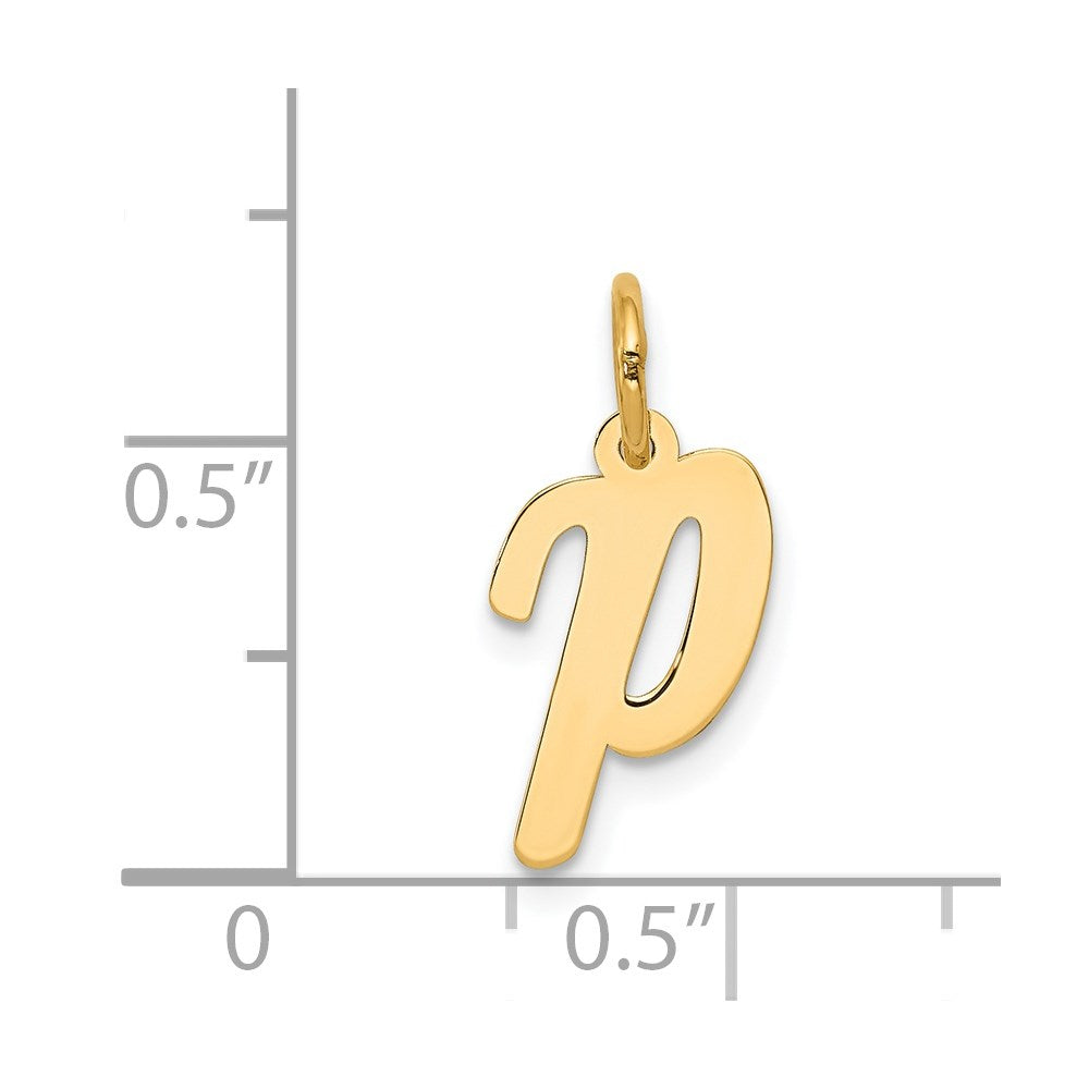 14K Gelbgold 14K Klein Schreibschrift Buchstabe P Initiale Charm