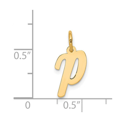14K Gelbgold 14K Klein Schreibschrift Buchstabe P Initiale Charm
