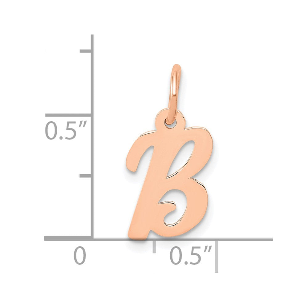 14K Roségold Klein Schreibschrift Buchstabe B Initiale Charm