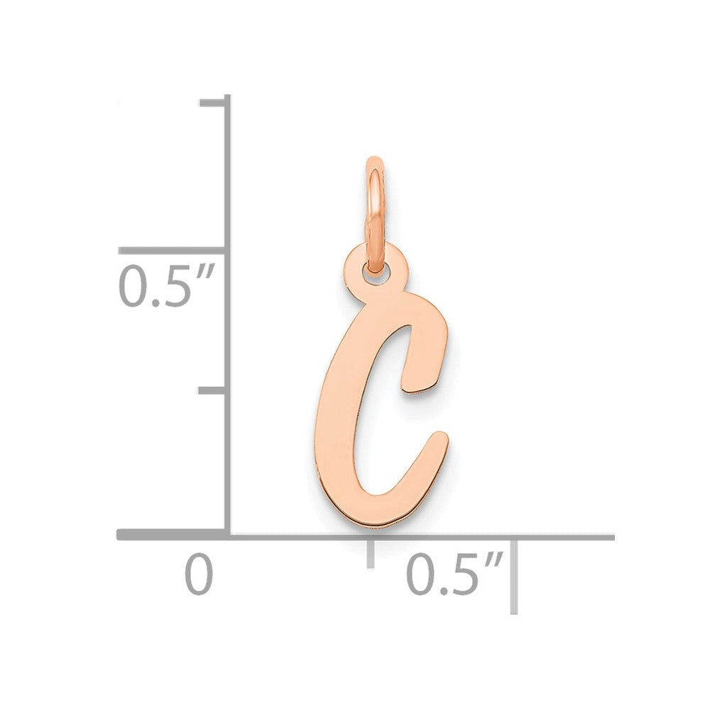14K Roségold Klein Schreibschrift Buchstabe C Initiale Charm