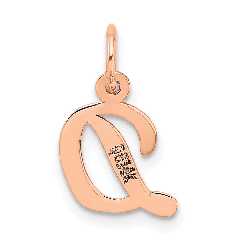 14K Roségold Klein Schreibschrift Buchstabe D Initiale Charm