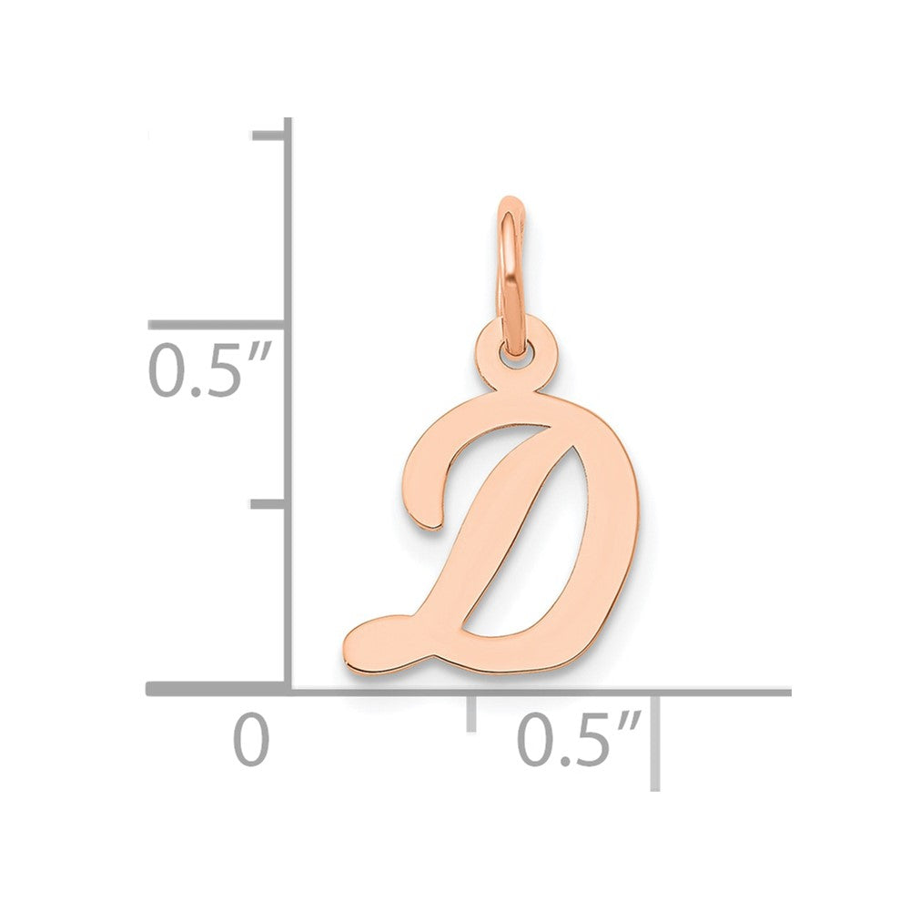 14K Roségold Klein Schreibschrift Buchstabe D Initiale Charm
