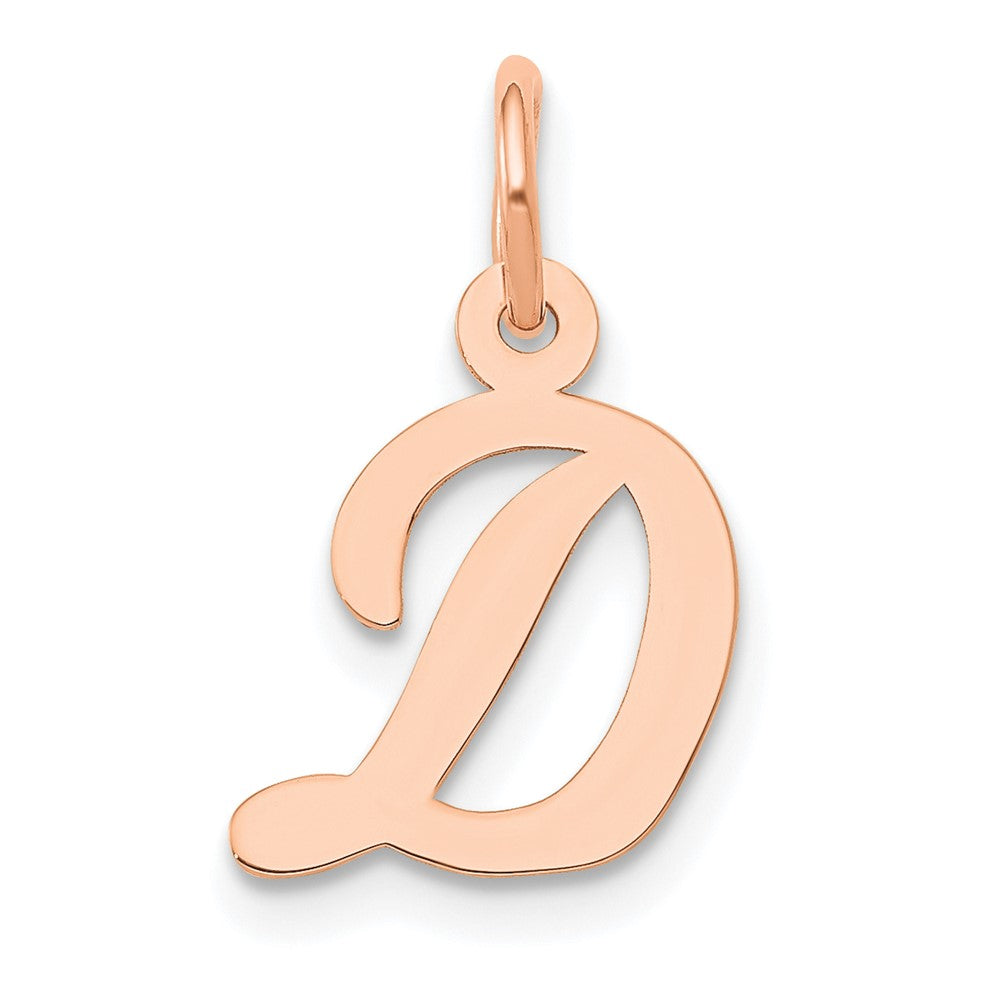 14K Roségold Klein Schreibschrift Buchstabe D Initiale Charm