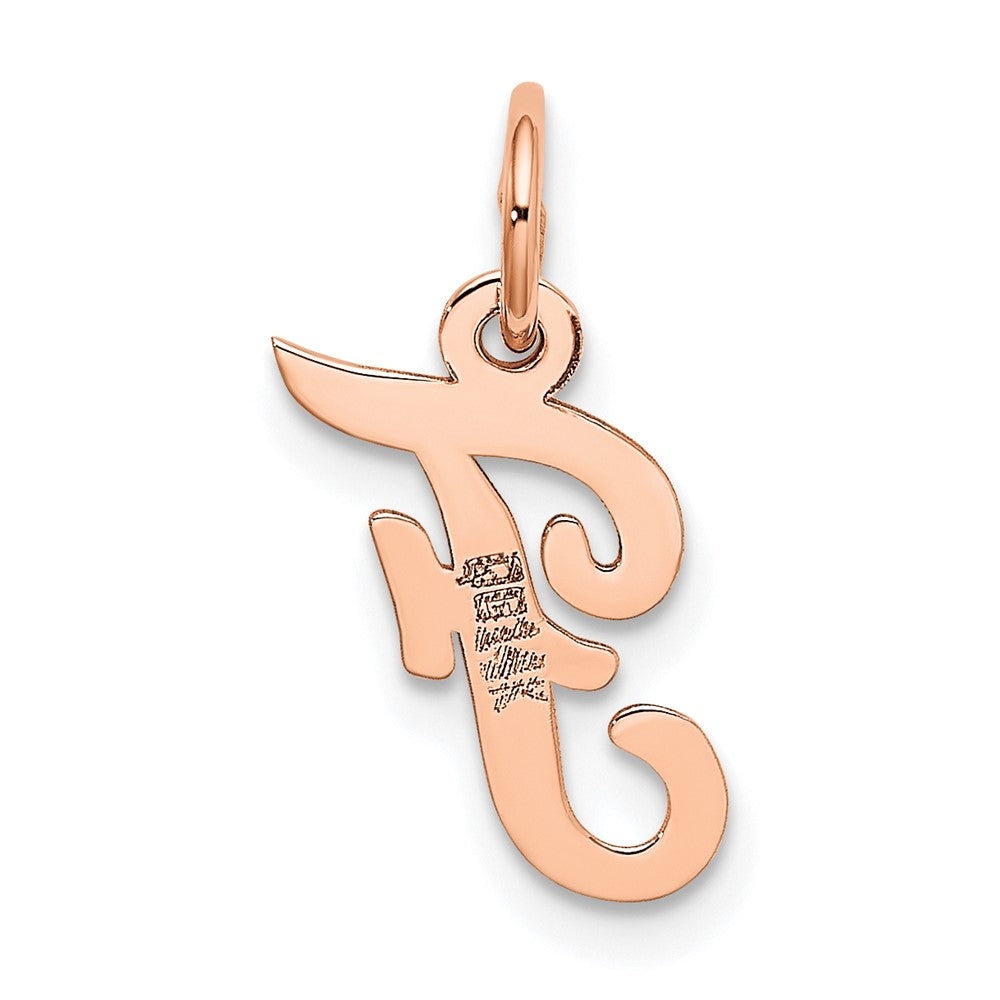 14K Roségold Klein Schreibschrift Buchstabe F Initiale Charm