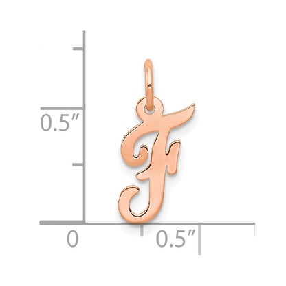 14K Roségold Klein Schreibschrift Buchstabe F Initiale Charm
