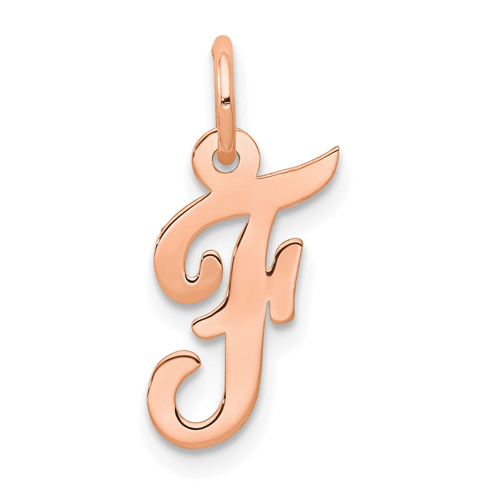 14K Roségold Klein Schreibschrift Buchstabe F Initiale Charm