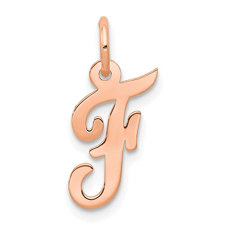 14K Roségold Klein Schreibschrift Buchstabe F Initiale Charm
