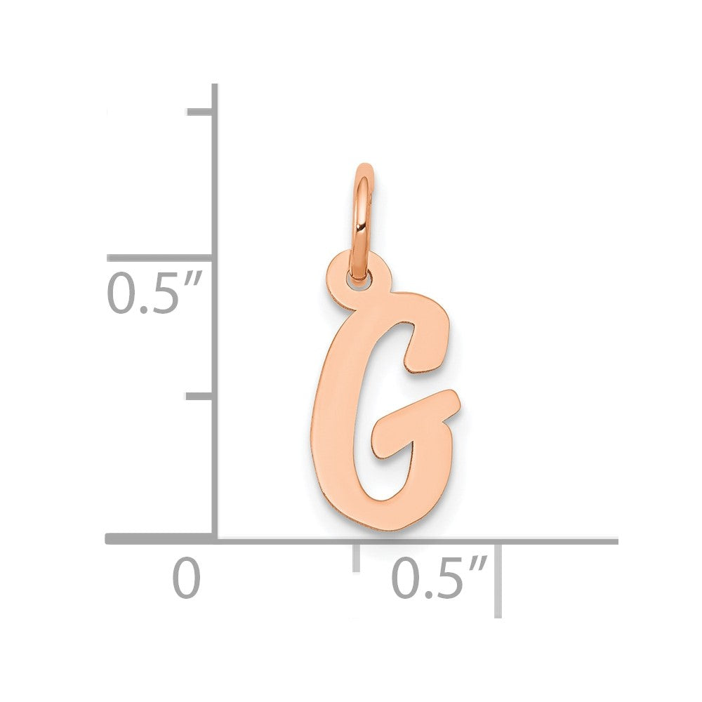 14K Roségold Klein Schreibschrift Buchstabe G Initiale Charm