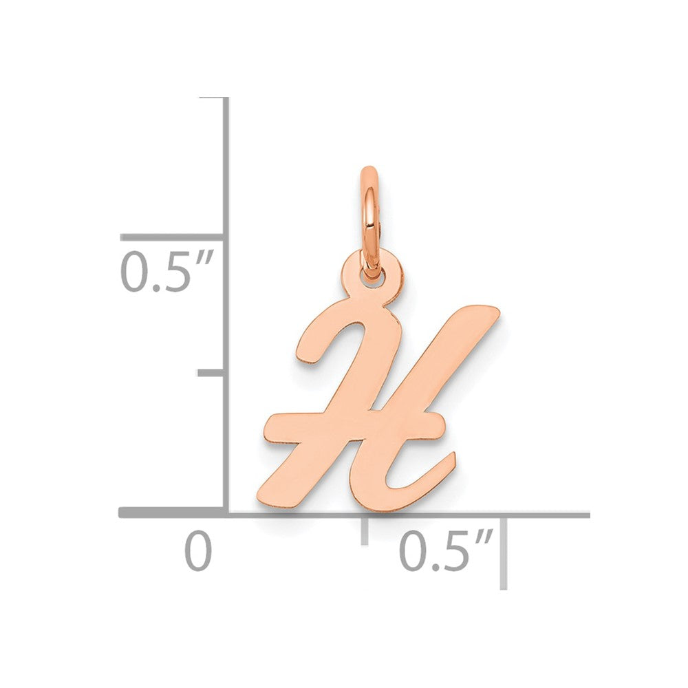 14K Roségold Klein Schreibschrift Buchstabe H Initiale Charm