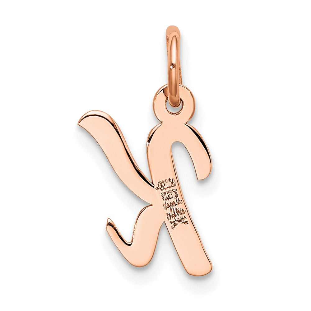 14K Roségold Klein Schreibschrift Buchstabe K Initiale Charm