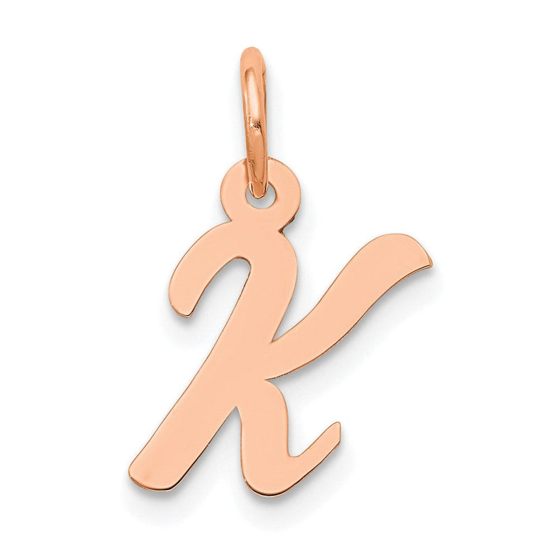 14K Roségold Klein Schreibschrift Buchstabe K Initiale Charm