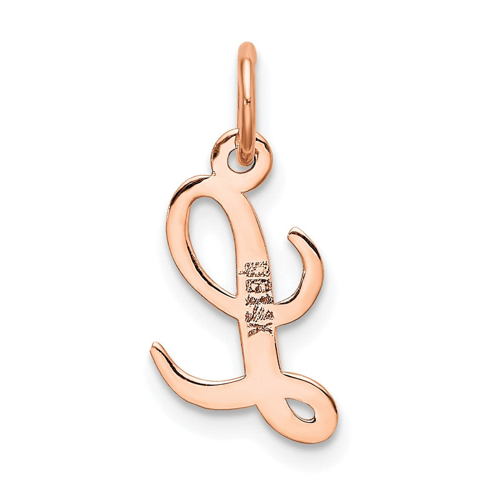 14K Roségold Klein Schreibschrift Buchstabe L Initiale Charm