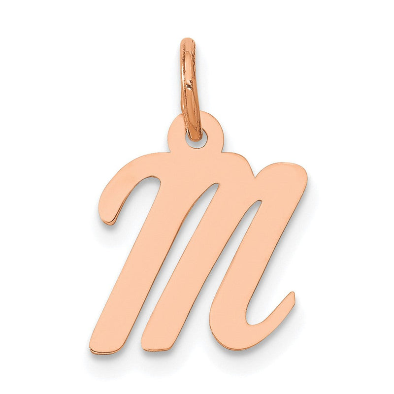 14K Roségold Klein Schreibschrift Buchstabe M Initiale Charm