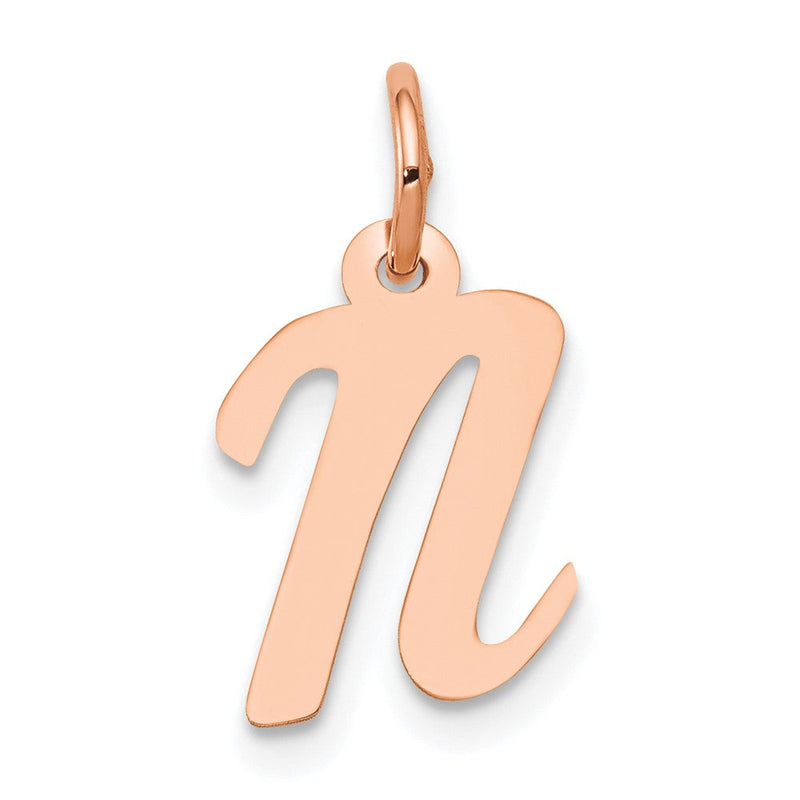14K Roségold Klein Schreibschrift Buchstabe N Initiale Charm