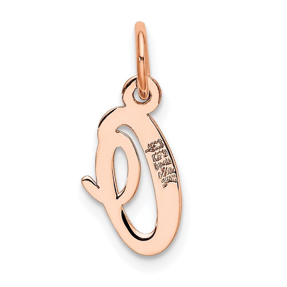 14K Roségold Klein Schreibschrift Buchstabe O Initiale Charm