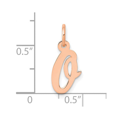 14K Roségold Klein Schreibschrift Buchstabe O Initiale Charm