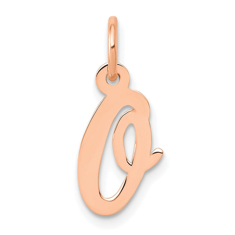 14K Roségold Klein Schreibschrift Buchstabe O Initiale Charm