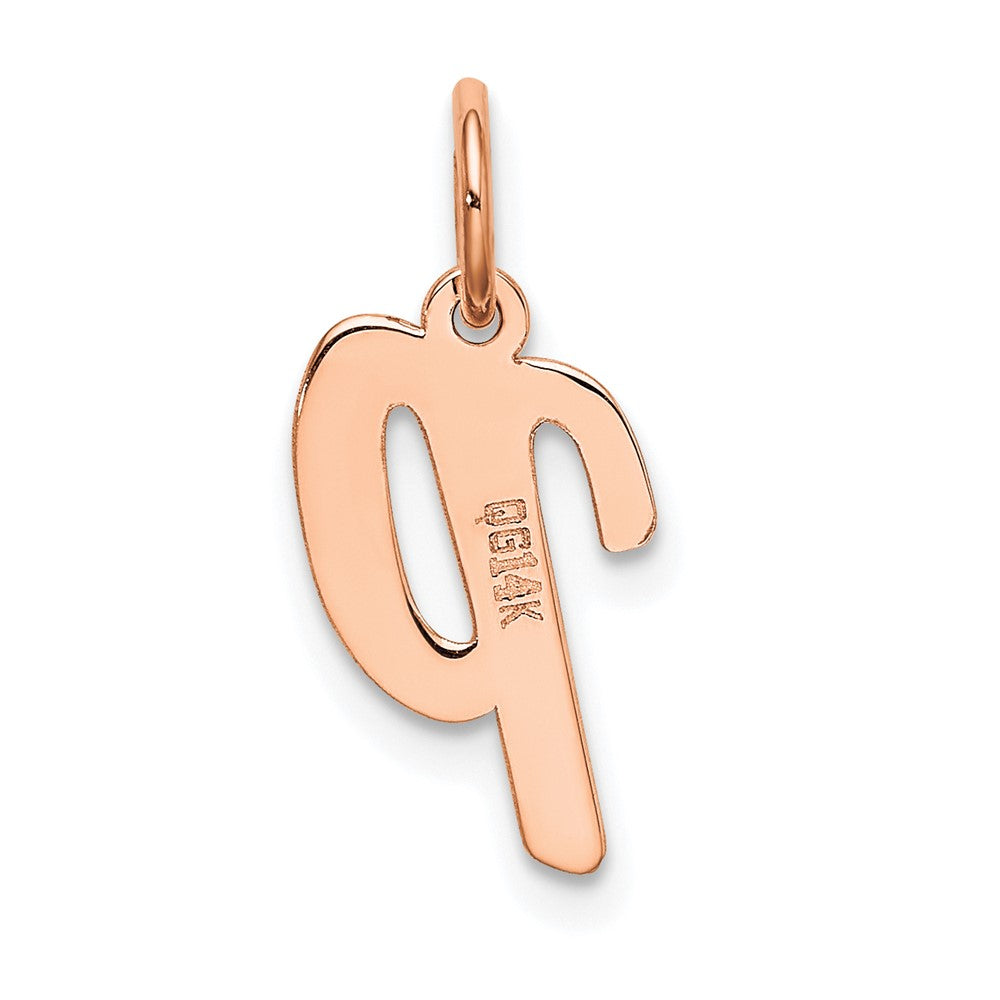 14K Roségold Klein Schreibschrift Buchstabe P Initiale Charm
