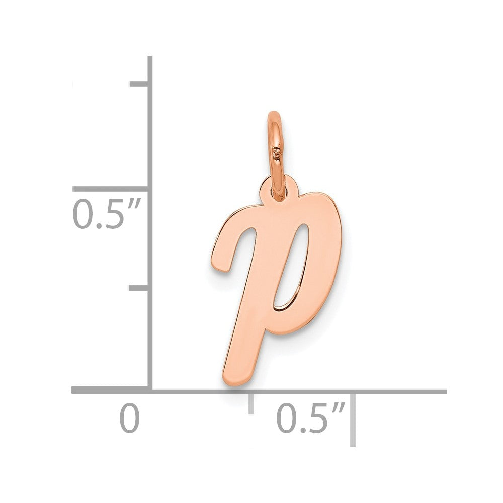 14K Roségold Klein Schreibschrift Buchstabe P Initiale Charm