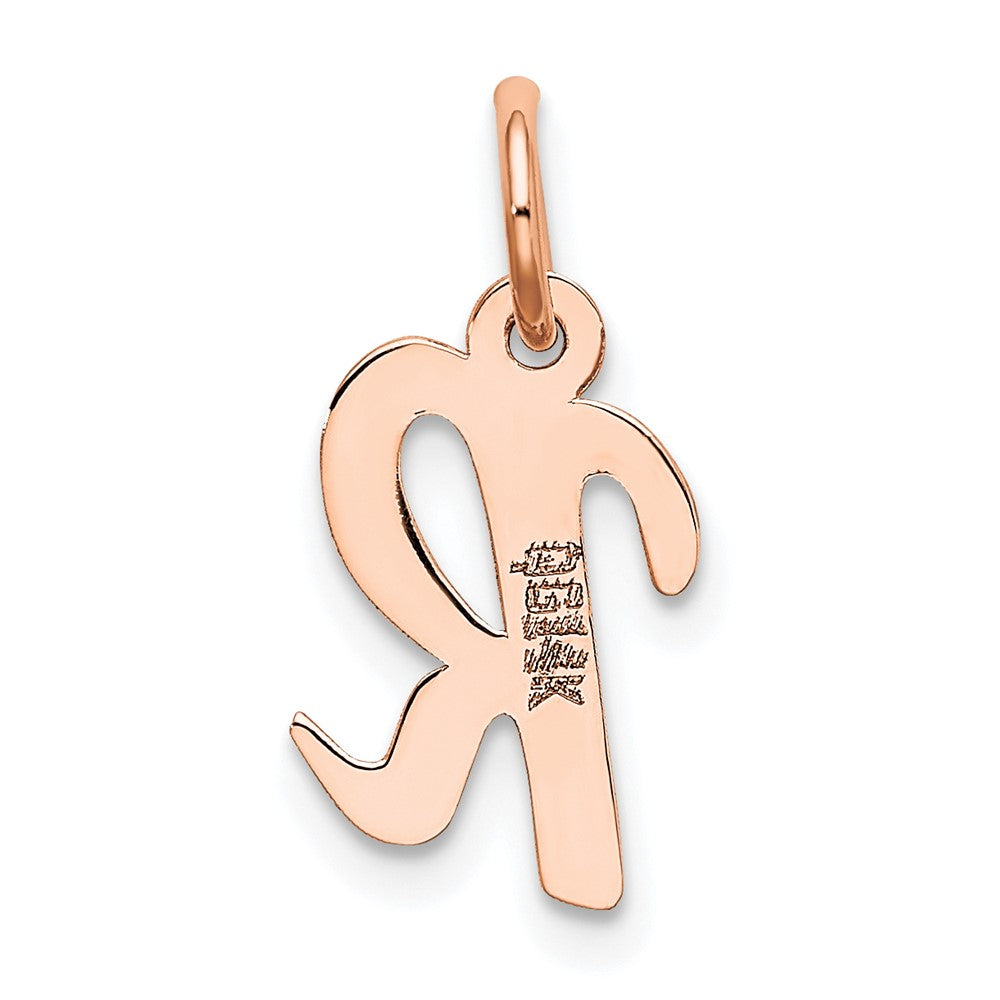 14K Roségold Klein Schreibschrift Buchstabe R Initiale Charm