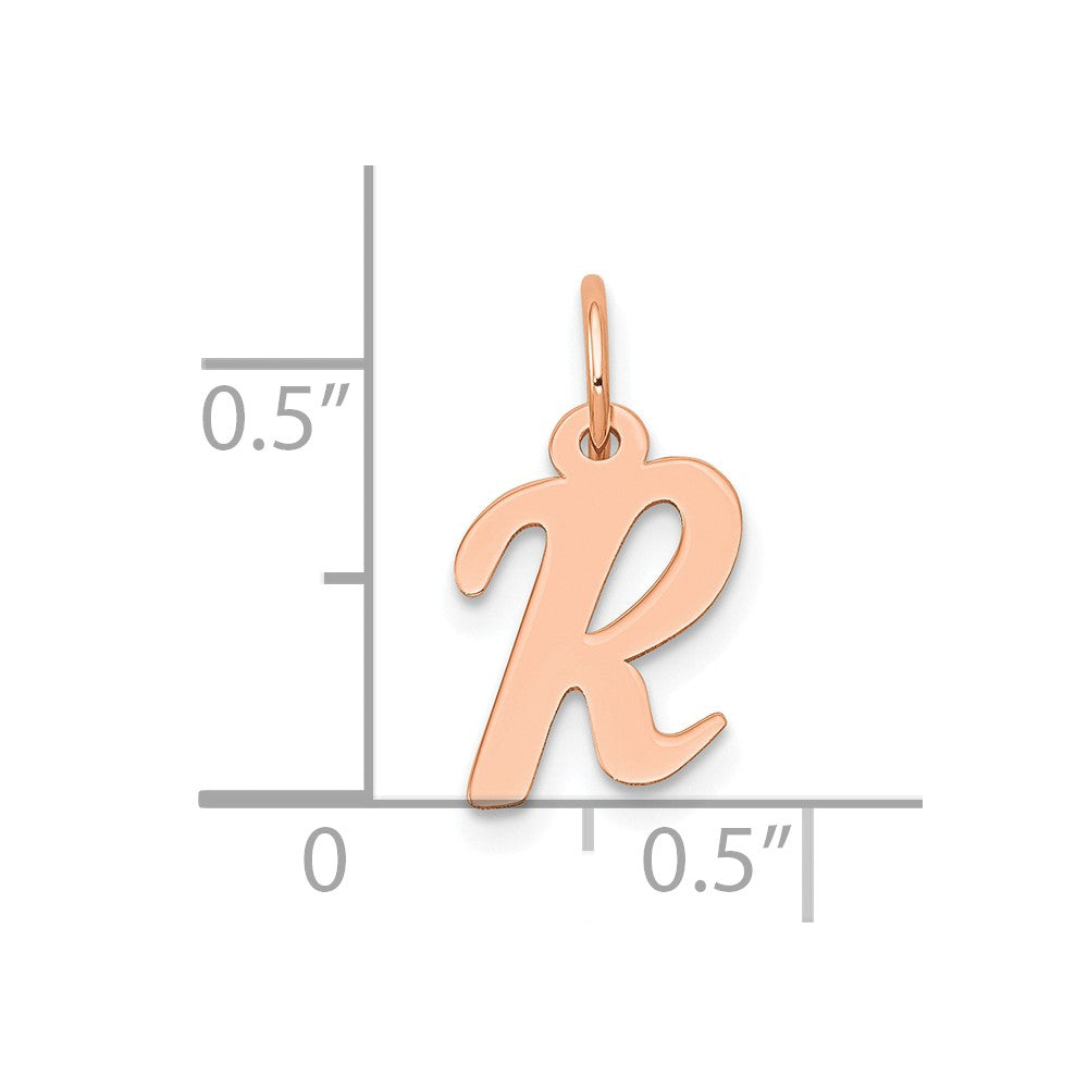 14K Roségold Klein Schreibschrift Buchstabe R Initiale Charm