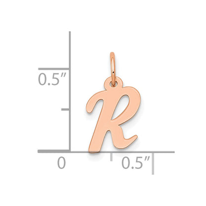 14K Roségold Klein Schreibschrift Buchstabe R Initiale Charm